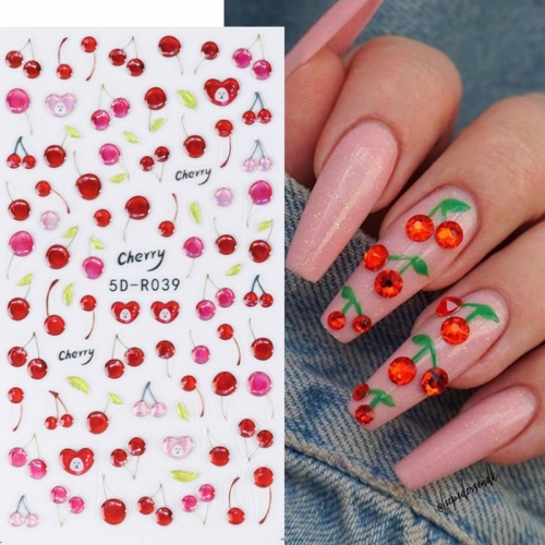 1Pcs  Nail Art Decals Cute Flowers Strawberry Fruits Adhesive Sliders Nail Stickers Decoration For Manicure