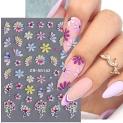 1Pcs Spring Flowers Nail Art Stickers Water Transfer Sliders Tulip Lily Nail Decals Manicure Decorations