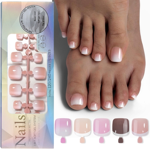 1 Box Toenails Wearing Foot False Nails Art White French Toe Nails Fake Nail Tips Nail Accessories