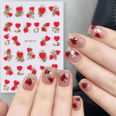 1pcs Nail Art Decals Red Black Rose Pink Love Hearts Adhesive Sliders Nail Stickers Decoration For Nail Manicure