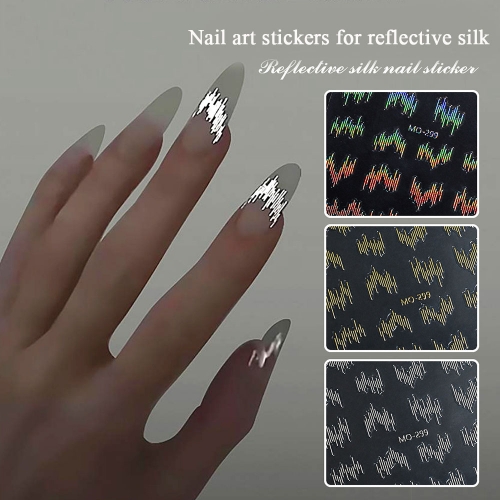 1 Pcs Nail Art Stickers High Gloss Reflective Silk Threads Embossed Strips Nail Art decoration Nail Sticker