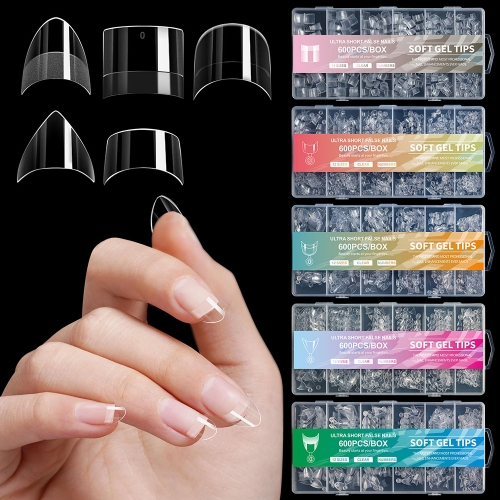 1 Box Frosted False Nails Acrylic Nails Short Style Ultra Thin Traceless Nail Tips Nail Accessories