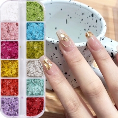 1box Manicure Decor Irregular Natural Rhinestone 3D Gradient Broken Shell Flakes Marble Stone Mica Slice Gem Nail Art Decoration