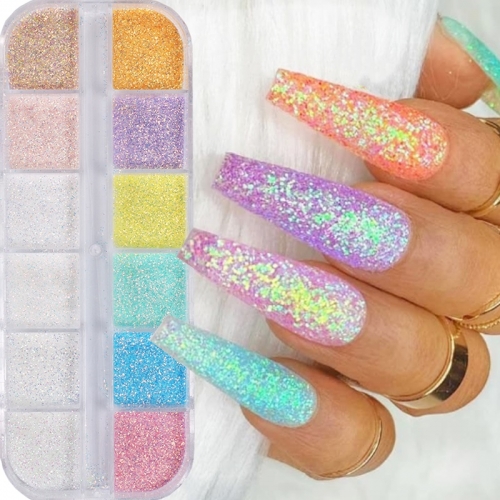 1box Nail Glitter Sequins Laser Sparkly Iridescent Colorful Dream Rainbow Nail Art Decoration Flakes