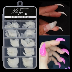 1 Box Hawk Curved Nail Tips Full Cover Irregular False Nails Art Nail Accessories