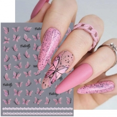 1pcs Spring Hot Selling Butterfly Flower Nail Stickers Self Adhesive Luxury 3D Green Aurora Butterfly Nail Sticker