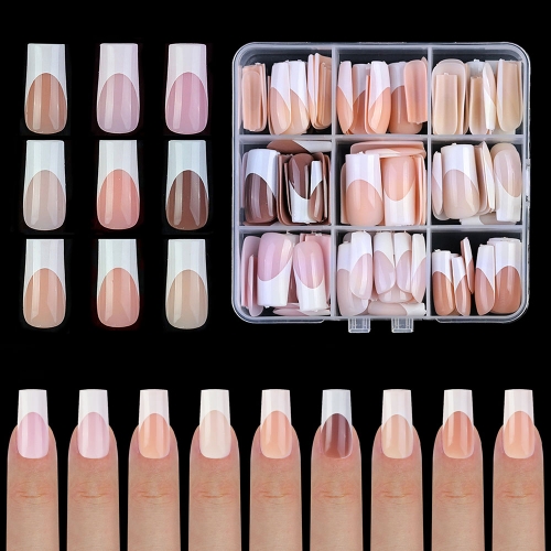 1 Box Color Mixing False Nails French Nude Pink Fake Nails Tips Nail Art Faux Fingernails Nail Accessories