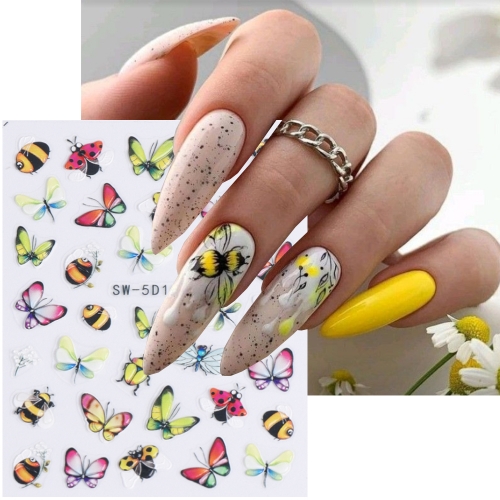 1pcs Butterfly Nail Stickers Luxury Glitter Shell Aurora Nail Art Decorations Decals DIY Manicure Slider Foil