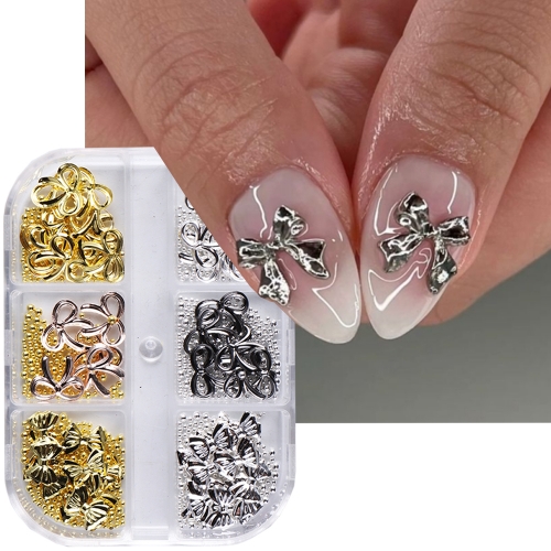 1box Nail Art Accessories 3D Alloy Decor Nail Jewelry Bowknot Metal Butterfly Nail Decoration Manicure DIY Nail Art