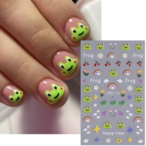 1pcs Anime Stitch Cow Frog Rainbow Cloud Nail Sticker Nail Art Decoration Cartoon Sticker Decal Nail Slider Nails