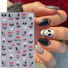 1pcs Skull Pumpkin Head Bat Nail Stickers Nail Supplies Nail Sliders Halloween Stickers Nail Decoration Nail Decals Accessory