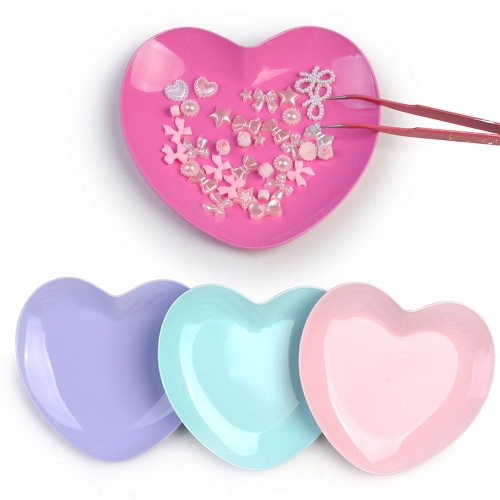 1 Pcs Heart Shaped Stainless Steel Jewelry Tray Heart Shape Nail Rhinestone Tray Decorations Tips Nail Tool