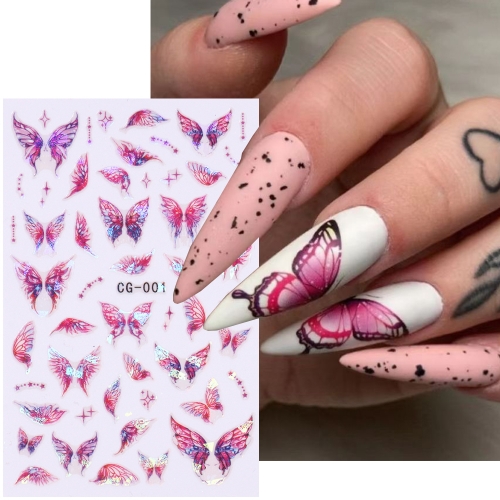 1pcs 5D Luxury Laser Butterfly Nail Art Stickers Retro Luxury Self Adhesive Transfer Nail Decorations Slider Decals DIY