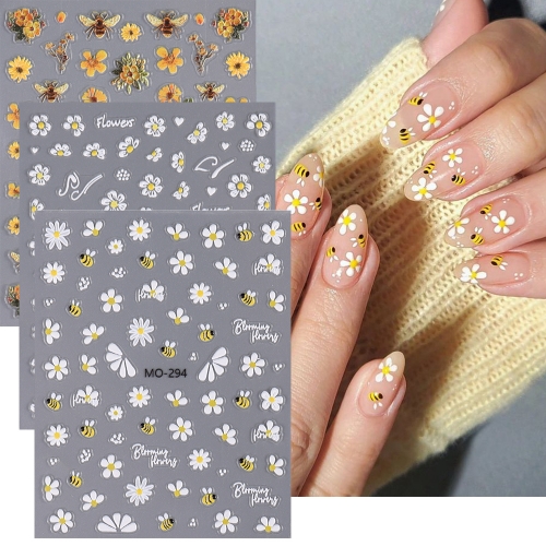 1pcs Spring Flower Daisy Nail Sticker Summer Warm Sunflowers Uv Gel Nail Sticker