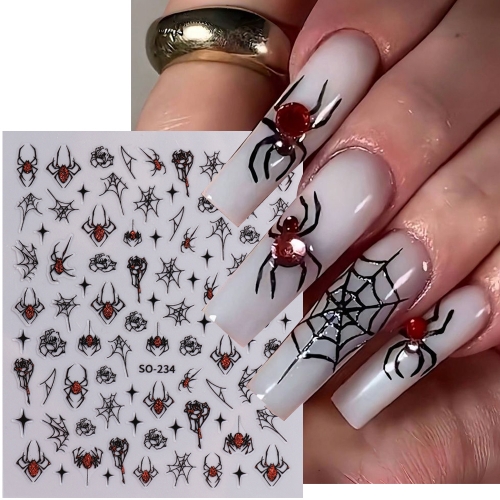 1pcs 3D Spider Nail Sticker Black Red Sliver Spider Scarlet Rose Slider Halloween Decal DIY Manicure Art Decoration