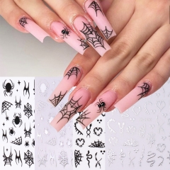 1pcs Halloween Series Spider Nail Art Stickers Skull Ghost Bat Spider Web Decals Engraved Manicure Halloween Nail Art Sticker