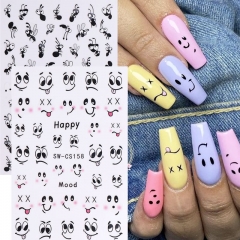 1pcs Cute Cartoon Little Expression Nail Sticker Nail Art Accessories  Anime Adhesive Sticker Nail Decorat