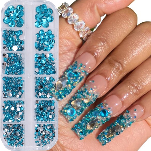 1box Crystal Rhinestones Set Round Resin Flatback Colorful Glitter Gems Nail Accessories DIY 3D Nail Art Decorations