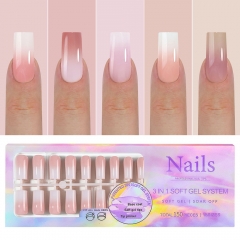 1 Box Gradient Fake Nails Art Wearing Nails Fake Press on Nail Tips Full Cover Removable French False Nails Nail Tips