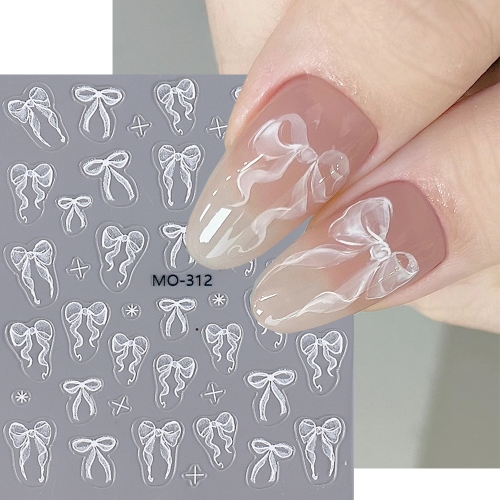 1pcs 3D Nail Ribbons Stickers Bows Nail Charms Cute Silk Bowknot Decals Y2K Nail Design Siders Kawaii Manicure Accessories 