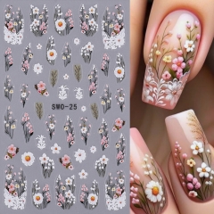 1pcs Butterfly Nail Art Stickers Simple Line Designs 5D Embossed Flowers Petals Sliders For Nail Art Decal DIY Manicure Decoration