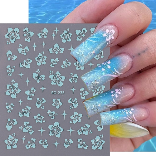 1pcs Hibiscus Flowers Nail Sticker Star Adhesive Nail Art Supplies Decal for Women Nail Supplies DIY Manicure Decoration