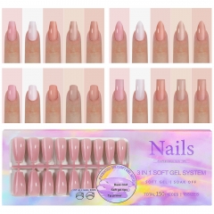 1 Box Nude Color Wearable Fake Nail Tips Press On Acrylic Nails Removable Wearing Reusable Full Cover Nail Tips