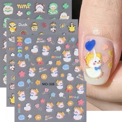 1pcs Cartoon Duck Bear 5D Soft Embossed Reliefs Self Adhesive Nail Art Decorations Stickers Sweet Dessert Cherry Manicure Decals