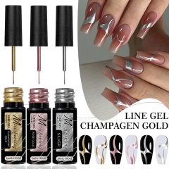 1 Bottle Mirror Metallic Line  Stripe Gel Nail Polish Gold Silver Style Drawing Stripe Nail Art Graffiti Gel Nail Glue