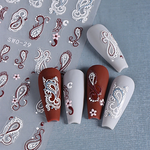 1pcs 5D Flower Nail Embossed Sticker Acrylic White Pink Petal Adhesive Decal Floral Elegant Nail Sliders Relief DIY Manicure Decor