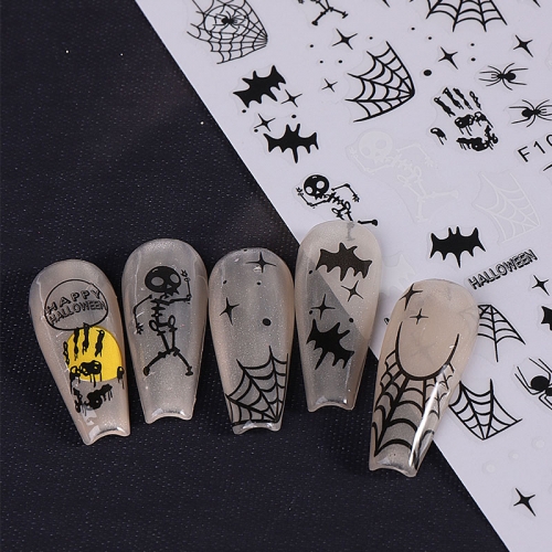 1pcs New Halloween Nail Stickers Abstract Cartoon Ghost Stickers For Nails Skull Pumpkin Cat Nail Art Decoration DlY Sticker