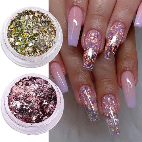 1jar Irregular Foil Paper Fragments Nail Art Sequin Sticker Glitter DIY Manicure UV Gel Polish Nail Decoration Tools