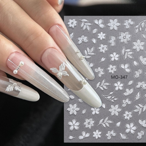 1pcs National Style Embroidered Flowers Nail Stickers 5D Embossed Colorful Petals Decals For Nail Tips DIY Manicure Decoration