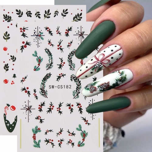 1pcs Cute Cartoon Christmas Nail Stickers Nail Decals Santa Claus Snowman Reindeer Snowflake Sliders Holiday Manicure Decoration