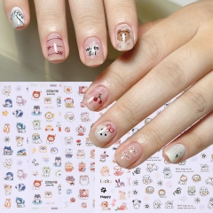 1pcs Cartoon Demon Slaye Nail Stickers Anime Mickey Mary Cat Dog Sticker DlY Nail Art Decoration