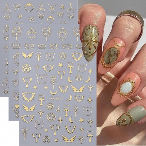 1pcs Bronzing Star Moon Nail Art Stickers Luxury Gold Silver Bow Self-Adhesive Nail Decoration Sliders Decal DIY Manicure