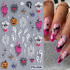 1pcs Halloween Nail Stickers Spider Web Ghost Skull Moon Star Line Sliders For Nails Gothic Design Summer Autumn Decor Flame Decal