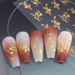 1pcs Fresh Flowers Four Leaf Clover 3D Nail Sticker Nail Art Decoration Abstract Color Ribbon Leaves Nail Decals