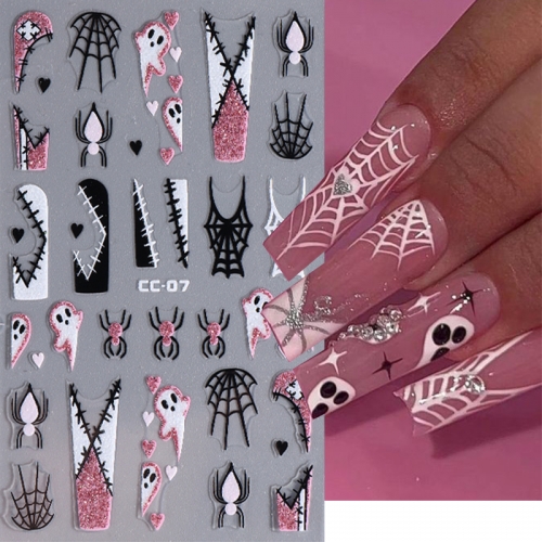 1pcs Halloween Nail Art Sticker Black Spider Web Cute Design Nail Decals Stickers 3D Self Adhesive Decorations