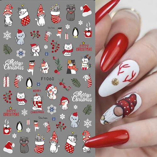 1pcs Santa Elk Nail Stickers Nail Accessories Nail Sliders Christmas Nail Decals Nail Art Decorations