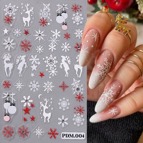 1pcs Christmas Nail Art Stickers Decals Snowflakes Xmas Tree Self Adhesive Jingle Bell Sliders Winter Manicure Decoration