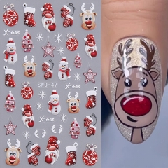 1pcs Santa Claus Cartoon Nail Stickers Christmas Snowman Gloves Self Adhesive Sliders Nail Art Decals Snowflake Manicure Decoration