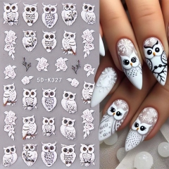 1pcs 5D Embossed Christmas Owl Nail Sticker Decals Snowflakes Xmas Tree Self Adhesive Dreamcatcher Sliders Winter Manicure Decoration