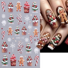 1pcs Santa Claus Cartoon Nail Stickers Christmas Snowman Gloves Self Adhesive Sliders Nail Art Decals Snowflake Manicure Decoration