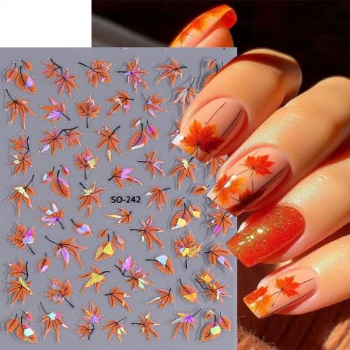 1pcs Maple Leaves Nail Stickers Autumn Design Charms Nail Art Decal Fall Leaf DIY Sliders for Nail Foils Manicure Decoration