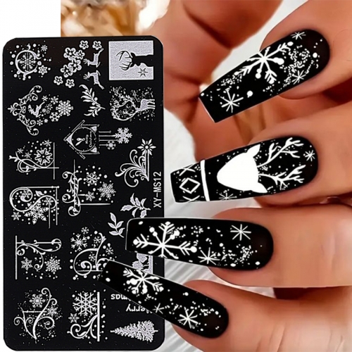 1pcs Christmas Nail Stamping Plates Snowflake Stamping Plates Gel Polish Christmas Tree Pattern Print Santa Claus Nail Art Designs