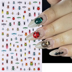 1pcs Beautiful Insects Dragonfly Ladybug Wild Floret Birds Pattern Adhesive Nail Art Stickers Decals