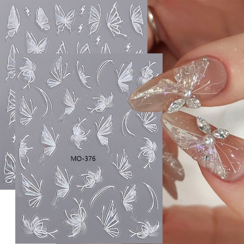 1pcs 5D Aurora Colorful Butterfly Nail Sticker Shell Light Laser Angel Wings Nail Decal DIY Nail Exquisite Decoration