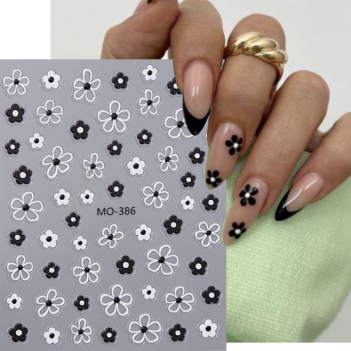 1pcs Black French Flower Nail Stickers Simple Petal Nail Decals Sliders Autumn Manicure Decoration 