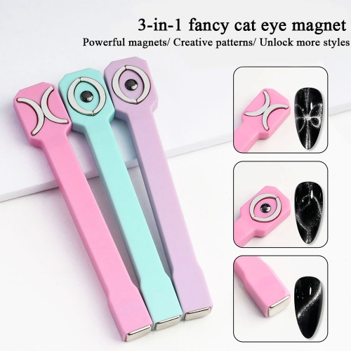 1 Pcs Three In One Nail Art Fancy Magnet Multi Functional Striped S-shaped Patterned Magnet Cat Eye Strong Magnet Beauty Nail Tool